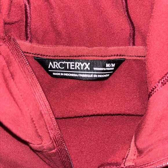 Arcteryx Jacket Mens Medium Dark Red Cherry Zip Up Lightweight Activewear Hoodie - Picture 5 of 7